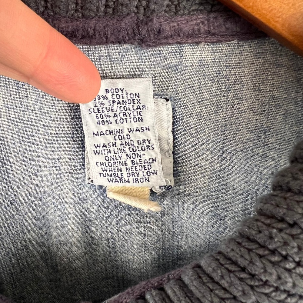 Vintage 2005 Gap Denim Jacket Womens Large Y2K Indie Grunge Mixed Media Fall Zip - Picture 12 of 12